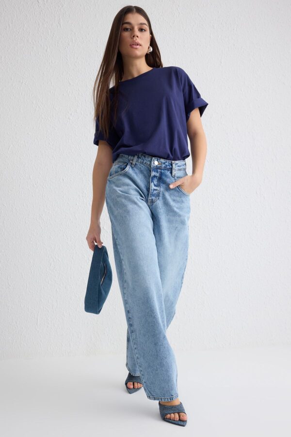 Trendyol Blue More Sustainable Normal Waist Skater Jeans