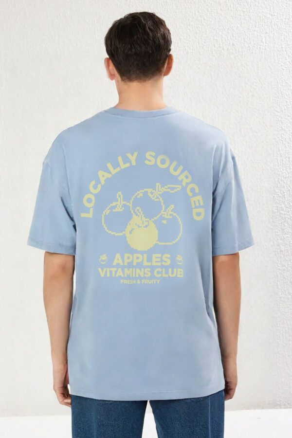 Trendyol Blue Oversize/Wide Cut Fruit Printed 100% Cotton T-Shirt