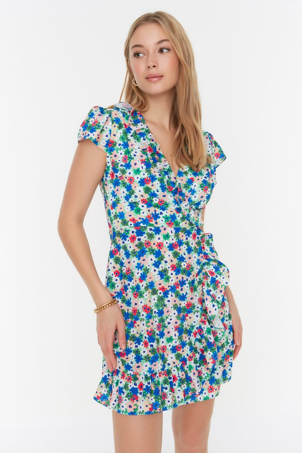 Trendyol Blue Petite Dress With Ruffles
