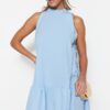 Trendyol Blue Relaxed Fit Sleeveless Mini Woven Dress