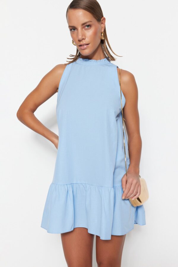 Trendyol Blue Relaxed Fit Sleeveless Mini Woven Dress