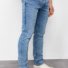 Trendyol Blue Skinny Fit Flexible Fabric Slim Cut Ribbed Destroyed Jeans Trousers