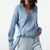 Trendyol Blue Soft Texture Openwork/Hole Detailed Knitwear Sweater