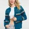 Trendyol Blue Soft Textured Geometric Patterned Knitwear Cardigan
