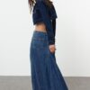 Trendyol Blue Tailed Maxi Denim Skirt