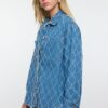 Trendyol Blue Textured Oversize Denim Shirt Jacket