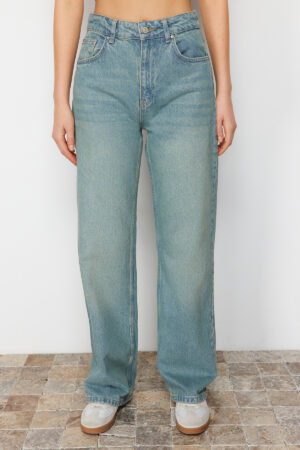 Trendyol Blue halvány hatású vintage magas derekú