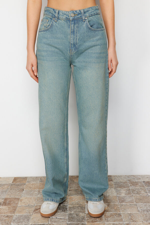 Trendyol Blue halvány hatású vintage magas derekú