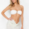 Trendyol Bridal Ecru Mini Knitted Knotted Beach Pareo