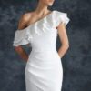 Trendyol Bridal White Flounce Detailed Lined Woven Short Wedding/Wedding Elegant Evening Dress
