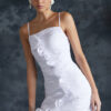 Trendyol Bridal White Rose Detailed Pleated Woven Short Wedding/Wedding Elegant Evening Dress
