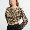 Trendyol Brown Animal Leopard Patterned Regular/Normal Pattern Knitted Sweatshirt
