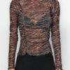 Trendyol Brown Animal Patterned Special Textured Slim Crew Neck Blouse