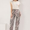 Trendyol Brown Animal Print High Waist Wide Leg Jeans