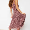 Trendyol Brown Animal/Leopard Printed V-Neck Tulle A-Line Midi Stretchy Knitted Dress