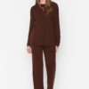 Trendyol Brown Basic Knitwear Bottom-Top Set
