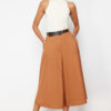 Trendyol Brown Belted Skirt Look Woven Trousers