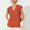 Trendyol Brown Button Detailed Flowy Semi-Sheer Woven Blouse