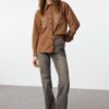 Trendyol Brown High Waist Wide Leg Jeans