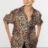 Trendyol Brown Leopard Animal Patterned Oversize Woven Wide Pattern Shirt