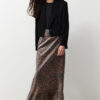 Trendyol Brown Leopard Patterned Satin Woven Skirt