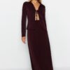 Trendyol Brown Limited Edition Tile Glossy Surface and Soft Texture Maxi Skirt