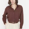 Trendyol Brown Loose Fit Cotton Woven Shirt