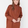 Trendyol Brown Oversize Zipper Detailed Diver/Scuba Knitted Sweatshirt