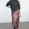 Trendyol Brown Patterned Satin Maxi Knit Skirt