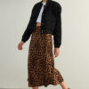 Trendyol Brown Premium High Quality Animal Print Satin Midi Skirt