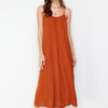 Trendyol Brown Shift/Straight Cut Viscose Strap Maxi Woven Dress