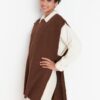 Trendyol Brown Side Slit Detailed Knitwear Sweater