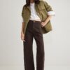 Trendyol Brown Stitch Detail High Waist Wide Leg Jeans