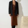 Trendyol Brown Straight Cut Satin Strappy Maxi Woven Dress