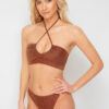Trendyol Brown Strapless Glitter Bikini Top