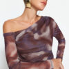 Trendyol Brown Tulle Fitted/Fits the Body Lined Asymmetric Collar Knitted Blouse