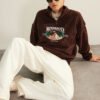 Trendyol Brown Unisex Oversize/Wide Cut Stand Collar Zipper Anti-pilling Fleece Sweatshirt