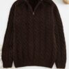 Trendyol Brown Unisex Regular Fit Half Turtleneck Hair Knit Sweater