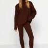 Trendyol Brown Wide Fit Turtleneck Knitwear Bottom-Top Set