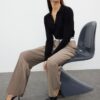 Trendyol Brown Wide Leg High Waist Belt Detailed Woven Fabric Trousers