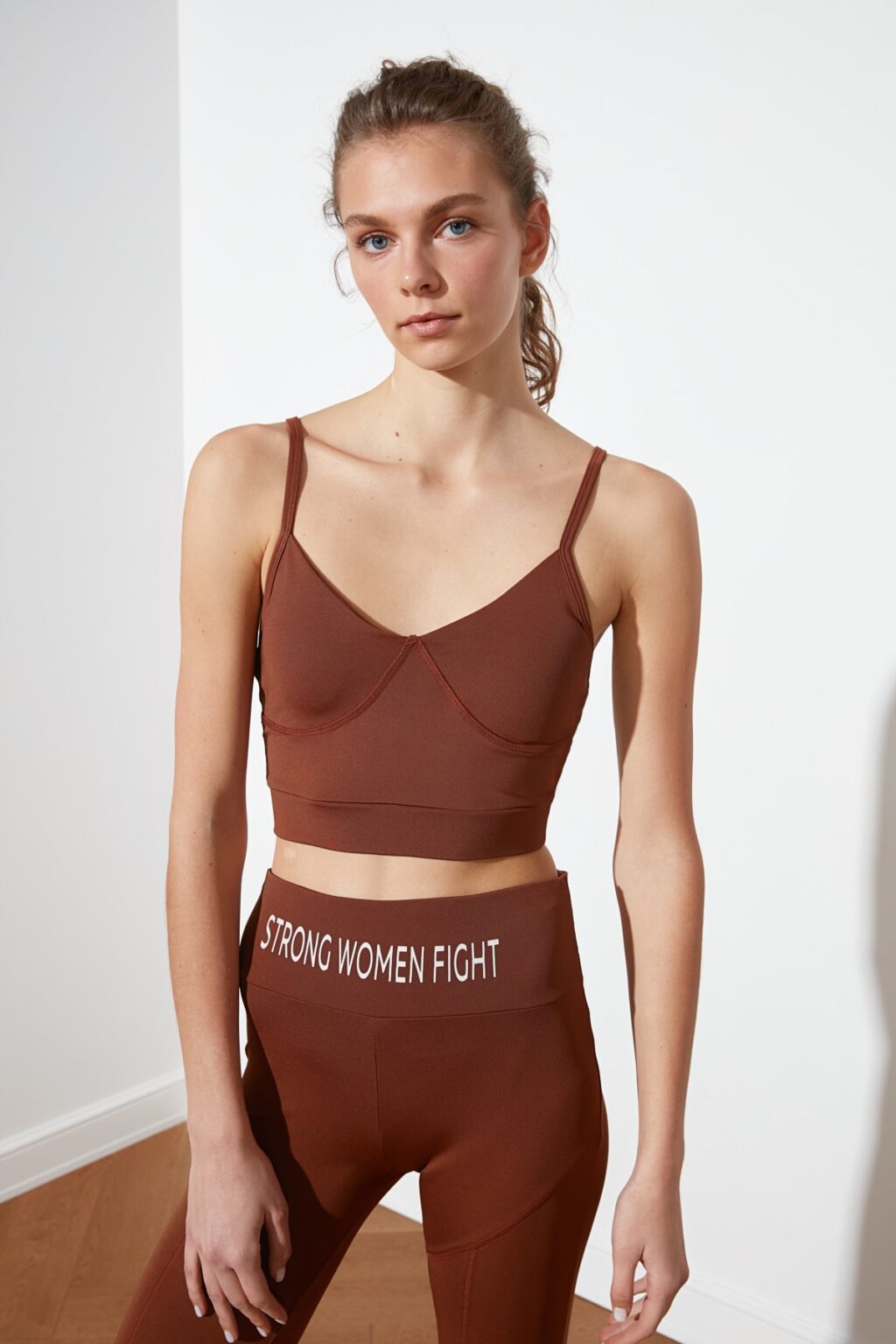 Trendyol Brown támogatott nyomtatott sport melltartó