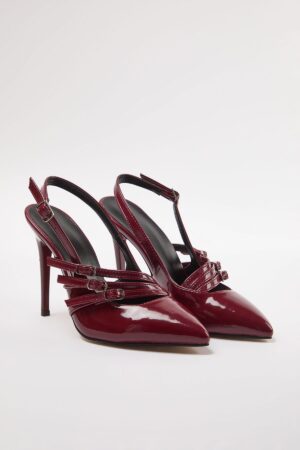 Trendyol Burgundy Band Detailed Pointed Toe Women's Thin Heel Shoes