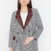 Trendyol Burgundy Double Breasted Woven Blazer Jacket