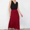 Trendyol Burgundy Flared Maxi Stretchy Knitted Skirt