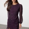 Trendyol Burgundy Floral Woven Winter Dress