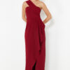 Trendyol Burgundy Flounce Single Sleeve Woven Long Evening Dress
