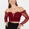 Trendyol Burgundy Frill Detailed Blouse