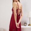 Trendyol Burgundy Lace Back and Slit Detailed Rope Strap Knitted Nightgown
