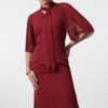 Trendyol Burgundy Pleated Sleeve Tied Collar A-Line Lined Midi Chiffon Woven Winter Dress