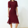Trendyol Burgundy Skirt Flounce A-line Chiffon Midi Lined Woven Dress